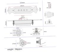 LIGIGWASH 4 corde Pickup per Chitarra Corde Precablato Bianco con Controllo Volume e Compatibile con Chitarra Folk e Acustica Custodia Abs Resistente Montaggio Facile