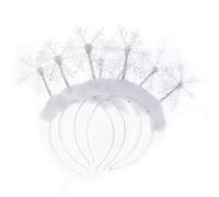 LIGIGWASH 4 Pezzi Cerchietto per Chioma Natalizio Fiocco a Fiocco di Ghiaccio e Piume Bianche, Accessorio Costume e Plastica per Feste di Natale e Performance