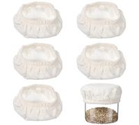 LIGIGWASH 5 Coperture Elastiche per Barattoli da 8-10 CM Coperchi Traspiranti in Cotone per Fermentazione Lievito Madre Riutilizzabili per Barattoli e Ciotole da Cucina
