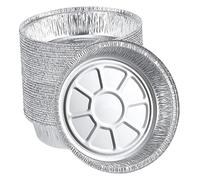 LIGIGWASH 50 pezzi Teglie Rotonde in Alluminio Alimentare Resistente Alte Temperature per Forno e Friggitrice ad Aria Vaschette per Torte Arrosti e Conservazione