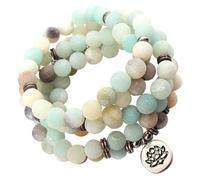 LIGIGWASH Bracciale da Donna e Uomo 108 Perle in Pietra Naturale, Collana Bracciale Elastico Design Loto, Gioielli Decorativi per Festival e Uso Quotidiano