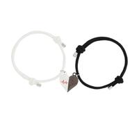 LIGIGWASH Braccialetti da Polso Regolabili per Coppie Ciondolo a Forma di Cuore, Set di 1 Paio in Corda Resistente Magnete Argentato, Decorazione per Innamorati e Amicizia, Accessorio Moda