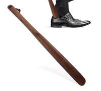LIGIGWASH Calzascarpe lungo Legno 50cm Manico e Cinghia Marrone | Casa e Ufficio, Leggero, Riduce Piegamenti, Aiuta Schiena e Ginocchia, per Donne e Anziani