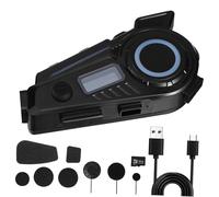 LIGIGWASH Casco Headset Moto con Memoria Cuffie Wireless con Microfono Sensibile LED Dinamiche e Comunicazione Antirumore per Moto Off-road