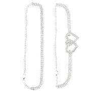 LIGIGWASH Cavigliera Strass a Forma di Cuore per Donna, Braccialetto alla Caviglia Estivo in Metallo Argento, Gioielli da Spiaggia e Vacanze Design Luminoso e Taglia Unica