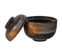 LIGIGWASH Ciotola Ceramica Giapponese con Coperchio, Pentola per Zuppa Miso e Ramen, Adatta a Microonde e Forno per Cucina a Vapore e Dessert, per Servire Pho e Tagliatelle