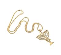 LIGIGWASH Collana Religiosa Ebraica Ciondolo Menorah a 9 Teste e Stella di David in Cristallo Strass Gioielli Chanukkah Unisex Regalo Ebraico per Festività e Uso Quotidiano