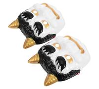 LIGIGWASH Maschera Demoniaca Giapponese da Cosplay Set 2 Pezzi, Maschera da Ballo Uomo Riutilizzabile in Materiale Resistente Bianco, Decorazione per Feste, Halloween e Locali Tattoo