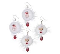 LIGIGWASH Orecchini Natalizi a Cerchio Pendenti Pompon in Pelliccia Sintetica e Cristalli Scintillanti, Set da 2 Paia Design Renna e Babbo Natale, Accessori Leggeri per Feste e Regali