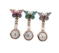 LIGIGWASH Orologio da Tasca a Farfalla Quartz 3 Pezzi per Infermiere | Vetro e Lega, Design Clip-on, Quadrante Grande, Set da 1 Confezione Colore Casuale