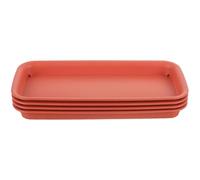 LIGIGWASH Resistenti in Plastica 4 Pezzi Sottovasi Rettangolari Rossi Protezione Pavimenti e Mobili per Vasi di Fiori per Finestre e Esterni