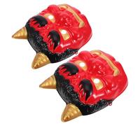 LIGIGWASH Set 2 Maschere Tengu Giapponesi in Plastica Resistente Rosse Corna, Maschere da Samurai per Cosplay e Decorazione Halloween in Ristoranti e Feste