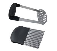 LIGIGWASH Set 2 Pezzi Schiacciapatate Manuale Nero in Acciaio 430 e Pp Design Semplice Purea e Schiacciare in Cucina