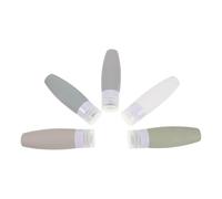 LIGIGWASH Set da 5 Flaconi da Viaggio in Silicone da 90 Ml, Bottiglie Comprimibili di Perdite per Shampoo, Balsamo e Lozioni, Contenitori da Viaggio Ricaricabili per Bagaglio a Mano