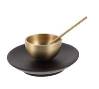 LIGIGWASH Set Mini Ciotola Tibetana Buddista in Ottone con Base e Mazzuolo, Strumento Sonoro per Meditazione e Terapia del Suono Portatile, Adatto per Rilassamento, Chakra del Cuore e Uso