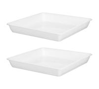 LIGIGWASH Vassoio per Piante Quadrato in Plastica Bianca 35cm Set 2 Pezzi, Base per Vasi con Funzione Raccolta Acqua, Consigliato per Bonsai e Fioriere da Balcone e Appartamento