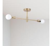LIGINOK Lampadario da soffitto Sputnik Vintage,2 luci da Soffitto Industriale E27 Moderno Plafoniere da Soffitto per Soggiorno Camera da Letto, Cucina, Oro (senza lampadine)