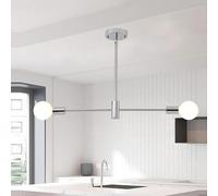 LIGINOK Plafoniera industriale in metallo, 2 luci, lampadario sputnik vintage, E27, lampada da soffitto argentata, moderna per soggiorno, camera da letto, cucina, corridoio, senza lampadina