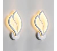LIGKIN 2 Pezzi Applique da Parete a LED Interni 12W, Creativa Lampada da Parete a forma di Foglia Moderna Luce Notturna Acrilico per Camera da letto dei bambini Ufficio Corridoio Soggiorno