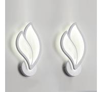 LIGKIN 2 Pezzi Applique da Parete a LED Interni 12W, Creativa Lampada da Parete a forma di Foglia Moderna Luce Notturna Acrilico per Camera da letto dei bambini Ufficio Corridoio Soggiorno