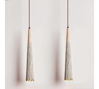 LIGKIN 2 Pezzi Lampada a Sospensione Industriale E27 Lampadario Moderne Paralume in Cemento Lampada da Soffitto Stile Minimalista Plafoniera Deco per Ristorante Bar Caffè, Bianco Sporco