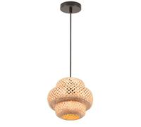 LIGKIN Lampada a Sospensione Creativa Bambù Lampadario Stile Boemo Paralume in Bambù Vintage Lampada da soffitto Deco per Camera Ristorante Soggiorno