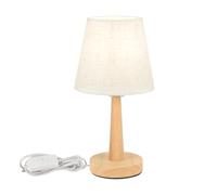 LIGKIN Lampada da Tavolo Moderne con Paralume in Tessuto Bianco E27 Lampada da Comodino in Legno con Interruttore Lampade da scrivania per Camera da letto Soggiorno