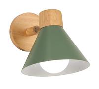 LIGKIN Lampade da Parete Interni Moderna E27 Applique da Parete Industriale Vintage Lampada da Parete Ruotabile in Legno Lampada a Muro per Camera Soggiorno Caffè, Ø18cm(Verde scuro)
