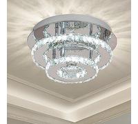 LIGKIN Plafoniera LED soffitto 36W Moderna Lampada da soffitto in Cristallo Lampadario LED Rotondo Acciaio Inox per il soggiorno Sala da pranzo Camera da letto Bagno, Ø30cm
