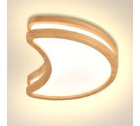 LIGKIN Plafoniera LED Soffitto Legno 20W Luna Lampada Moderni, Luce Calda 3000K per Camera da Letto Bambini Corridoio Soggiorno Bagno Balcone, Ø40CM