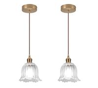 LIGKIN Set di 2 lampade a sospensione vintage industriali E27 lampadario a fiori creativo da soffitto in vetro decorativo per cucina, sala da pranzo, corridoio