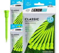 LIGNUM Tee - Tee da golf classici, testa anti rotazione, in micro legno a base biologica, resistenti (confezione da 3, verde classico, 72 mm), 12 pezzi/sacchetto, 3 sacchetti