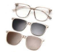LIGOES Clip magnetica su Sunglasses Driving Polarized Sun Glasses Set Square Cat Eye Multifunctional Eyeglasses Frame, Cornice color cachi