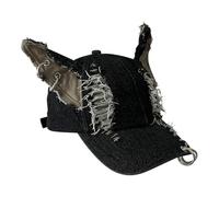 LIGSLN 2000s Ripped Dog Ear Hat per Adulti Dark Series Primavera Autunno Baseball Street Wear Cappelli Skull Attività all'aperto Distressed Cappello da baseball