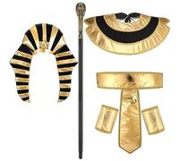 LIGSLN Accessori per costume egiziano King Tuts cappello faraone copricapo braccialetti collare per Halloween faraone accessori set per feste di Halloween