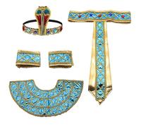 LIGSLN Accessori per costume egiziano King Tuts cappello faraone copricapo braccialetti collare per Halloween faraone accessori set per feste di Halloween