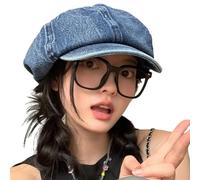 LIGSLN Berretto per donne e ragazze, cappello da pittore, cappello in jeans, berretto francese, cappello da esterno, copricapo alla moda, BL, M
