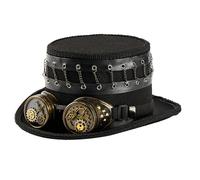 LIGSLN Cappello a cilindro vintage con catena intercambiabile e occhiali accenti per cosplay, punk, cosplay, feste, gotico