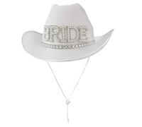 LIGSLN Cappello da cowgirl da sposa fatto a mano per festa di nozze a tesa larga per strass Western Shinning bianco Fedora Hat Sunproof