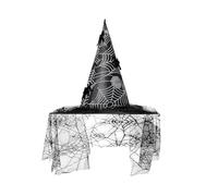 LIGSLN Cappello da strega a rete con frange per adulti mago Halloween Party Headwear cloche Holiday Headwear ruolo giochi di ruolo Stage cappello festa a tema