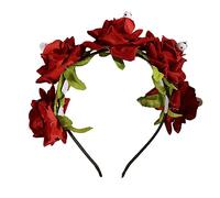 LIGSLN Cerchietto per capelli a forma di fiore di rosa e teschio, stile gotico, per Halloween, feste di nozze, da donna, per lo styling di Halloween