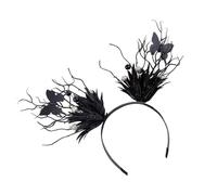 LIGSLN Cerchietto per capelli da donna in corno realistico con farfalla floreale accessorio per feste in costume da diavolo corno per capelli