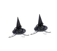 LIGSLN Elegante cappello da strega vellutato con nastro colorato rose accento per feste in costume di Halloween cappello da strega per cosplay e feste a tema