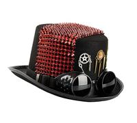 LIGSLN Rivetti a tema età industriale Cappello a cilindro con occhiali Scuro Costume Celebrazione Accessorio Design meccanico Rivetti Cappello di moda
