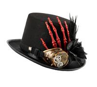 LIGSLN Tema vittoriano Punk Cappello Alto Con Occhiali Scheletro Mano Per Carnevale Halloween Costume Evento Dressingup Copricapo Scheletro Mano Cappello Alto