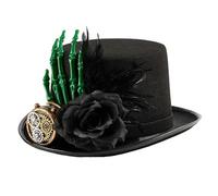 LIGSLN Tema vittoriano Punk Cappello Alto Con Occhiali Scheletro Mano Per Carnevale Halloween Costume Evento Dressingup Copricapo Scheletro Mano Cappello Alto
