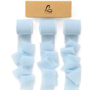 Ligtmor Nastro di Seta in Chiffon, Fatto a Mano con Frange 3,8 cm x 19,2 m, Set di Nastro in Tessuto per Inviti a Nozze, Bouquet da Sposa, Regali, Confezioni, Fai Da Te