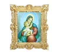 LIGUORO SHOP Quadro La Madonna delle Grazie Riproduzione Stampata su Banner Telato con Cornice Barocca cm 45x37 (Oro)