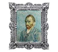 LIGUORO SHOP Stampa Su Carta Telata Del Dipinto Autoritratto Vincent Van Gogh Con Cornice Barocca Cm 45x37 (Argento Anticato)