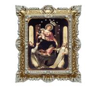 LIGUORO SHOP Stampa Su Carta Telata Del Dipinto Madonna Del Rosario Di Pompei In Cornice Barocca Cm 45X37 (Oro/Bianco)